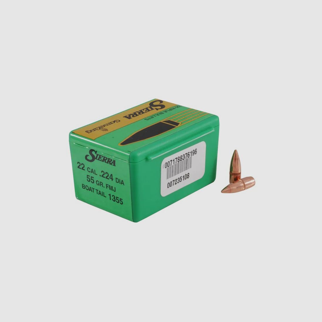 Sierra Bullet .22/.224 HV 55GR FMJBT 100 pieces