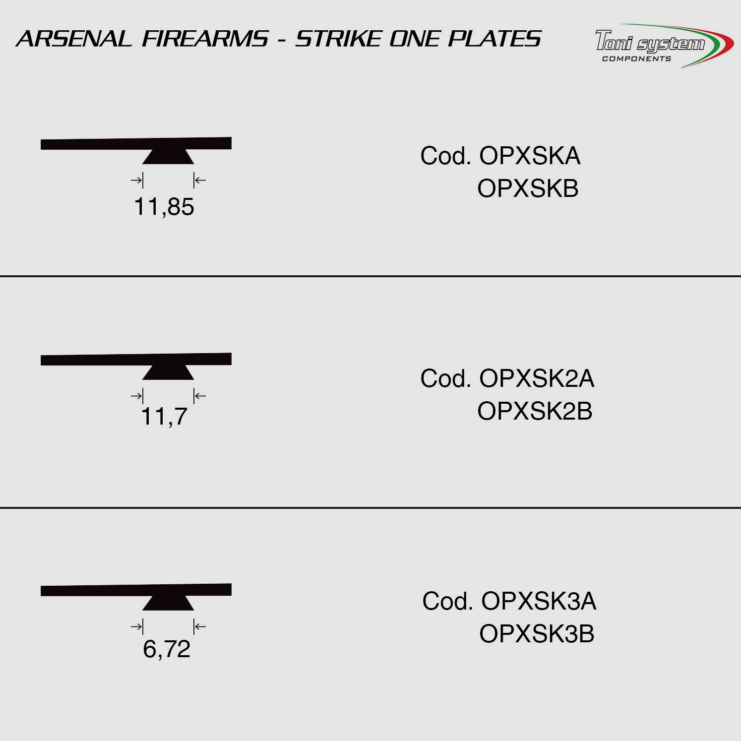 Rode punt basisplaat, zwaluwstaart 11,7 mm (type A) voor Strike One - TONI SYSTEM/ Red dot basisplaat, zwaluwstaart 11,7mm (type A) voor Strike One - TONI SYSTEM*   ARTIKELCODE OPXSK2A