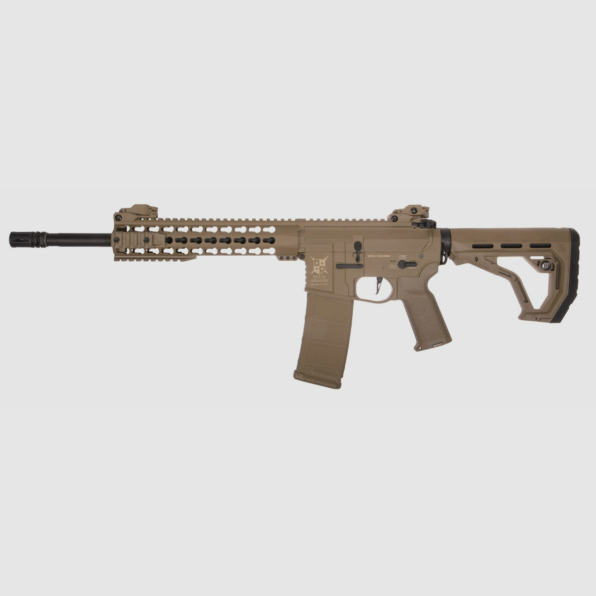 AR15 KeyMod 10 pollici CHARLIE EAGLE ETU Tan S-AEG Fucile Airsoft Libero da 18 Anni | Delta Armory