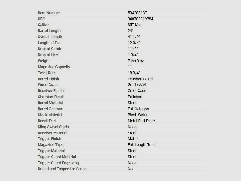 Winchester 1892 Deluxe Octagon Takedown Pistol Grip 24" .357 Mag. (MIROKU FERTIGUNG)