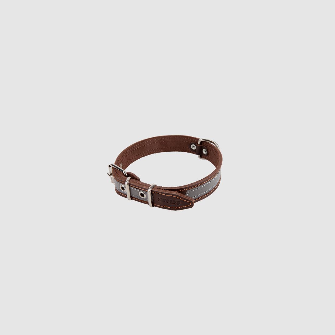 2WOLFS collier pour chien NATURE avec bande réfléchissante