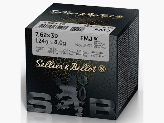 Munition Sellier & Bellot 7,62 x 39 124gr FMJ x50