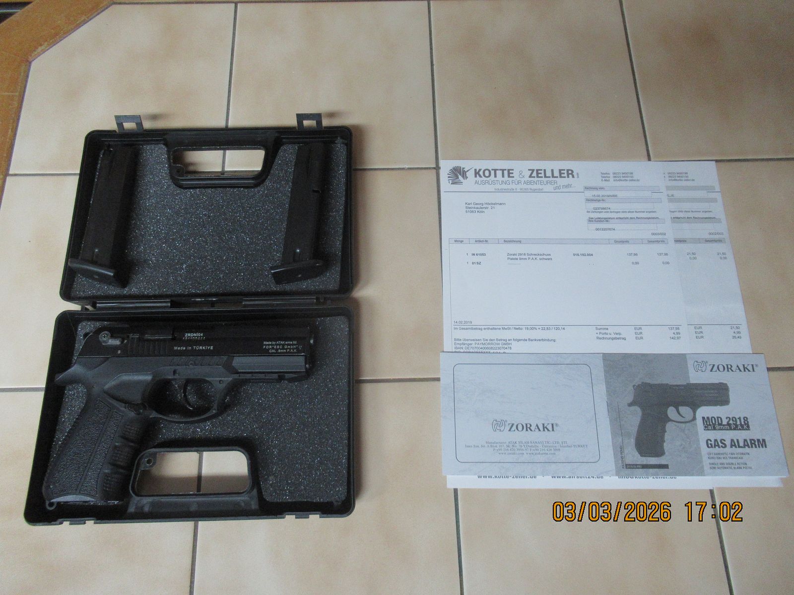 Zoraki 2918 en la maleta con descripción y segundo cargador sin vaso de señal