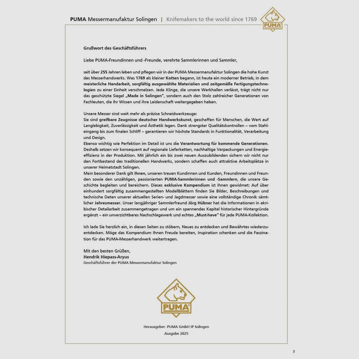 PUMA-Werk Sammlerhandbuch 2025