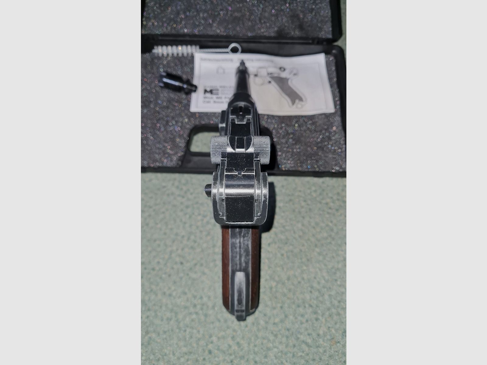 ME Model P08 Parabellum blank firing pistol 9 mm P.A.K. antique finish
