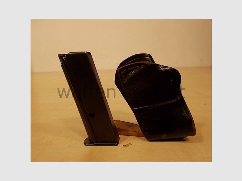 Walther PPK magazine .9mm short with HUEBNER belt holster