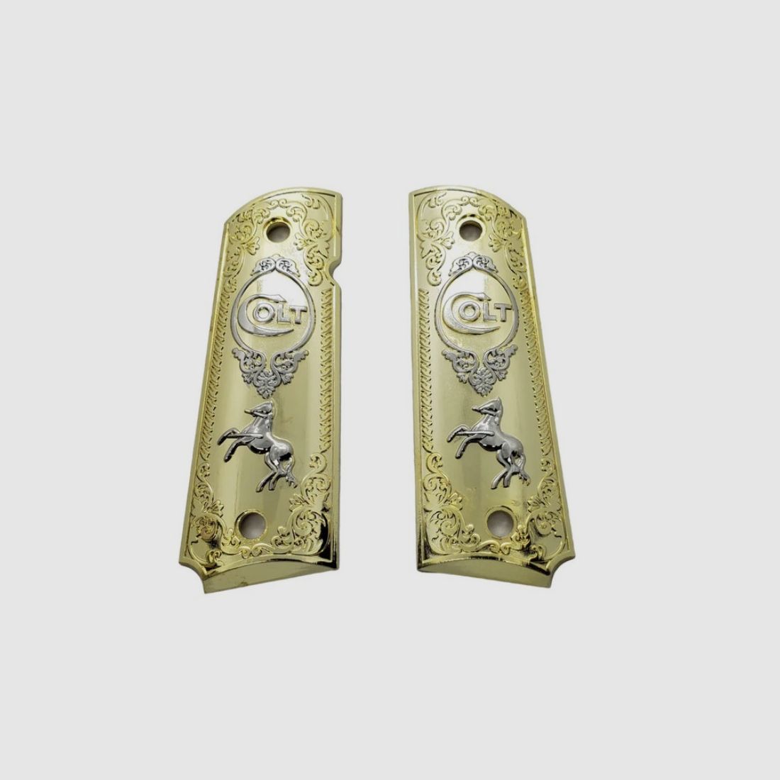 Uchwyt 1911 Custom Logo Colt Złoty i Nikiel, zdjęcie 1 z 3