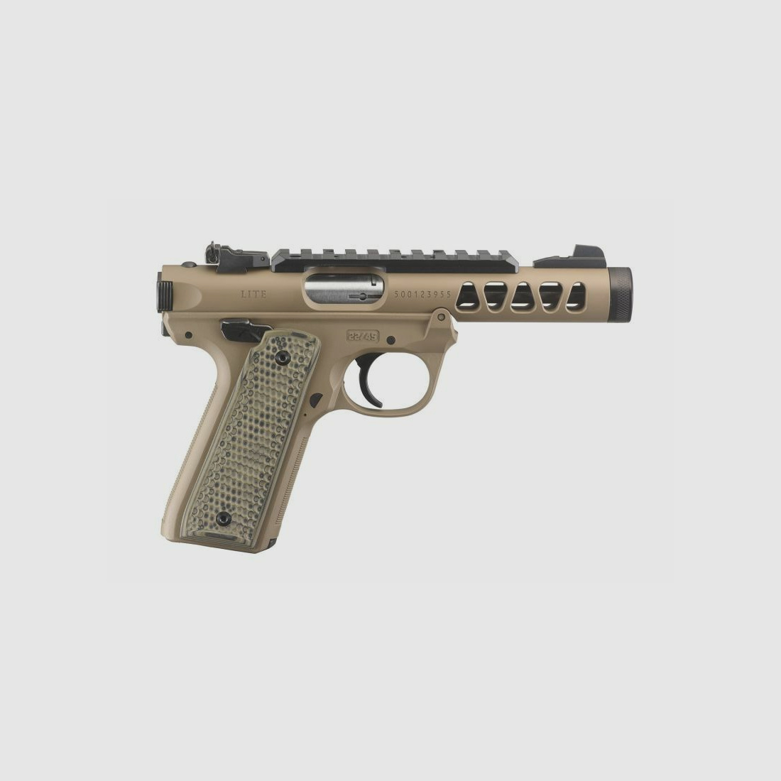 PISTOLA RUGER MARK IV 22/45 LITE .22 LR 4,4"/11,18CM FDE CERAKOTE 1/2"-28 disponible de inmediato, envío +25€