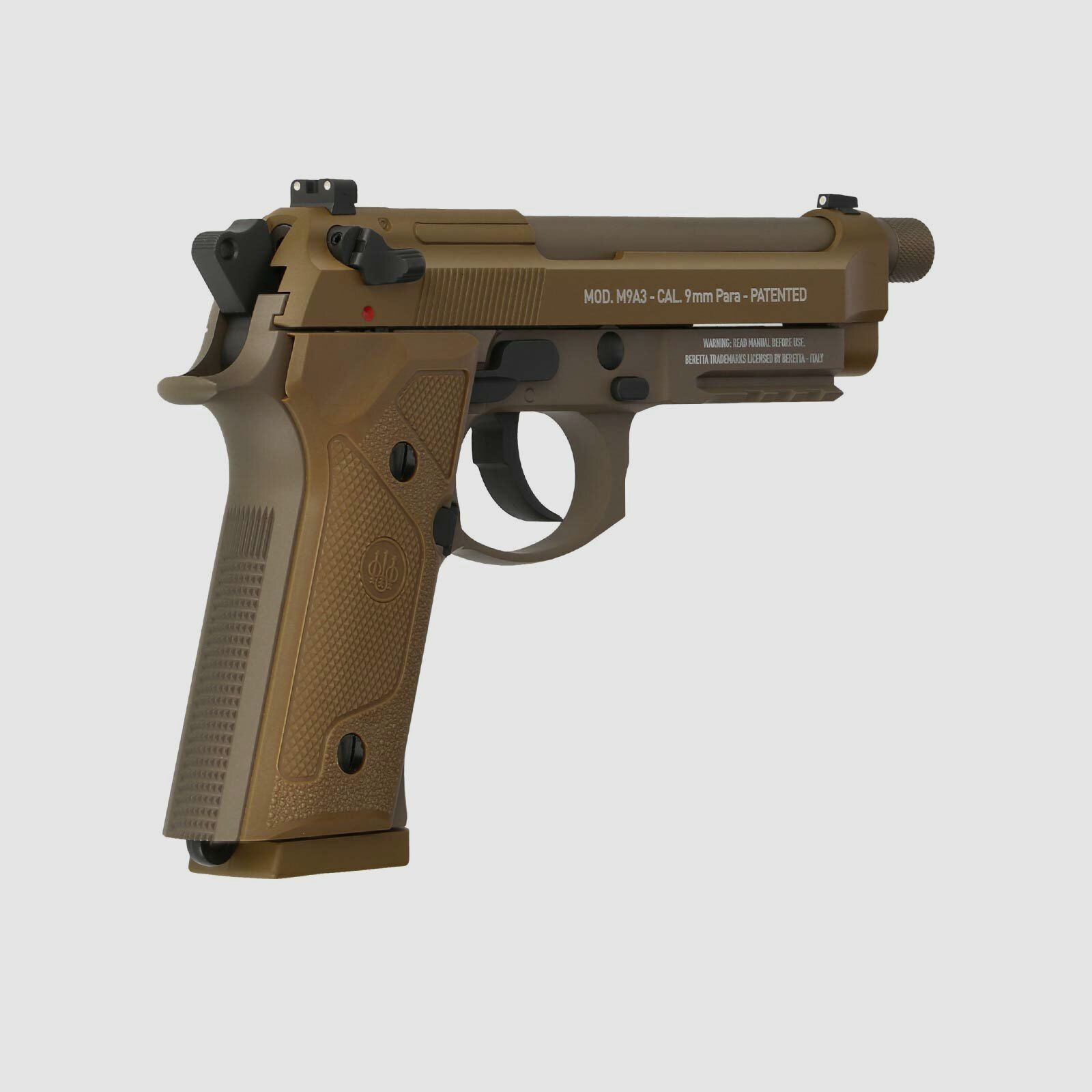 Luftpistolenset Beretta M9A3 FDE 4,5 mm Stahl BB Co2-Pistole Vollmetall Blow Back (P18)