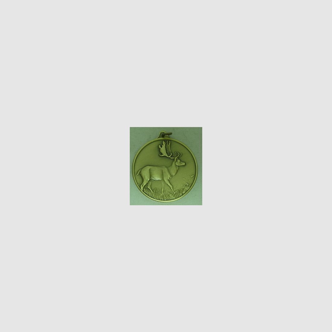 Jagdmedaille Damhirsch bronze - 40 mm, Ring und Öse
