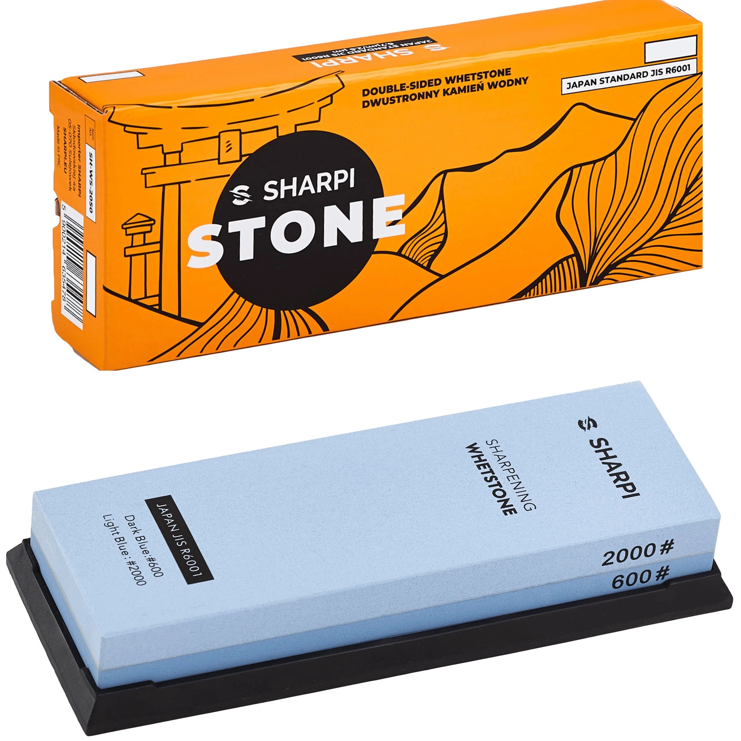 SHARPI pierre à eau 600/2000 – pierre à aiguiser double face pour aiguiser les couteaux SH-WS-6020