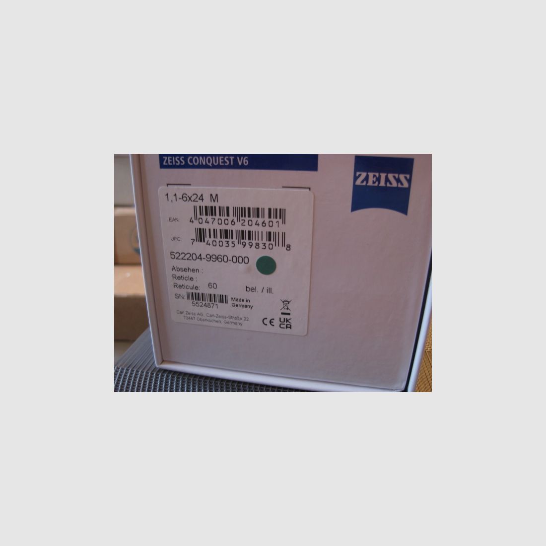 ¡MEJORES PRECIOS ABSOLUTOS para "NUEVO" ZEISS V6 y V8! V6 1,1-6x24 M o V8 1,1-8x24 M o V6 2,5-15x56 M o V6 2-12x50 M cada uno con Abs-60 y RAIL INTERIOR!!! No Swarovski -Z6i-Z8i-LEICA-SAUER-MAUSER-Blaser-Schmidt&Bender-GPO etc.