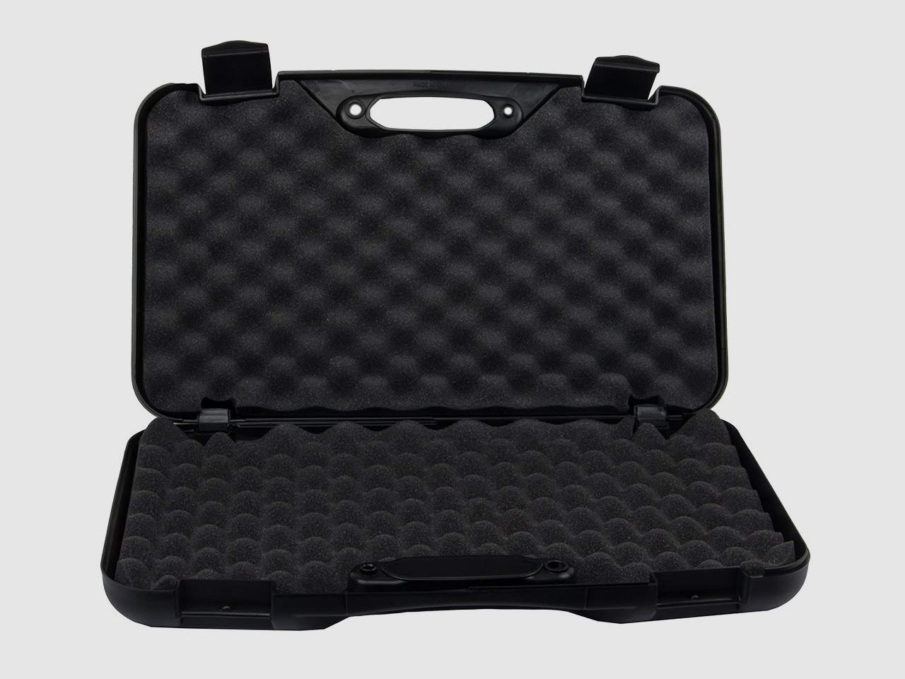 Pistolenkoffer Transportkoffer 47 x 27 x 7,5 cm Polypropylen Noppenschaumstoffeinlage Kunststoffscharniere schwarz