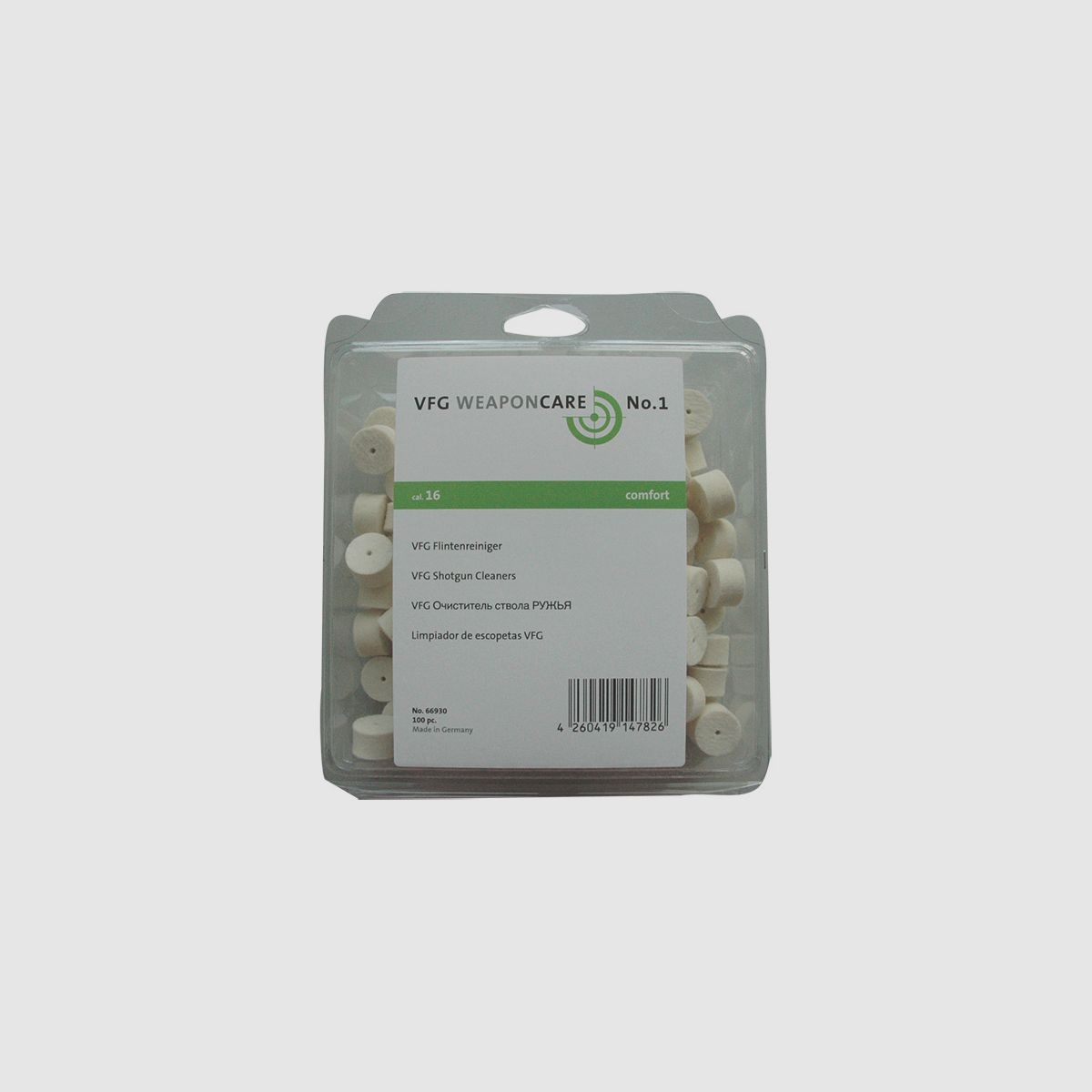 VFG shotgun felt cleaner 100 pieces cal. 16