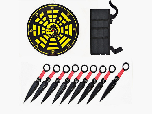 Set di coltelli da lancio Kunai da 9 pezzi con fodero
