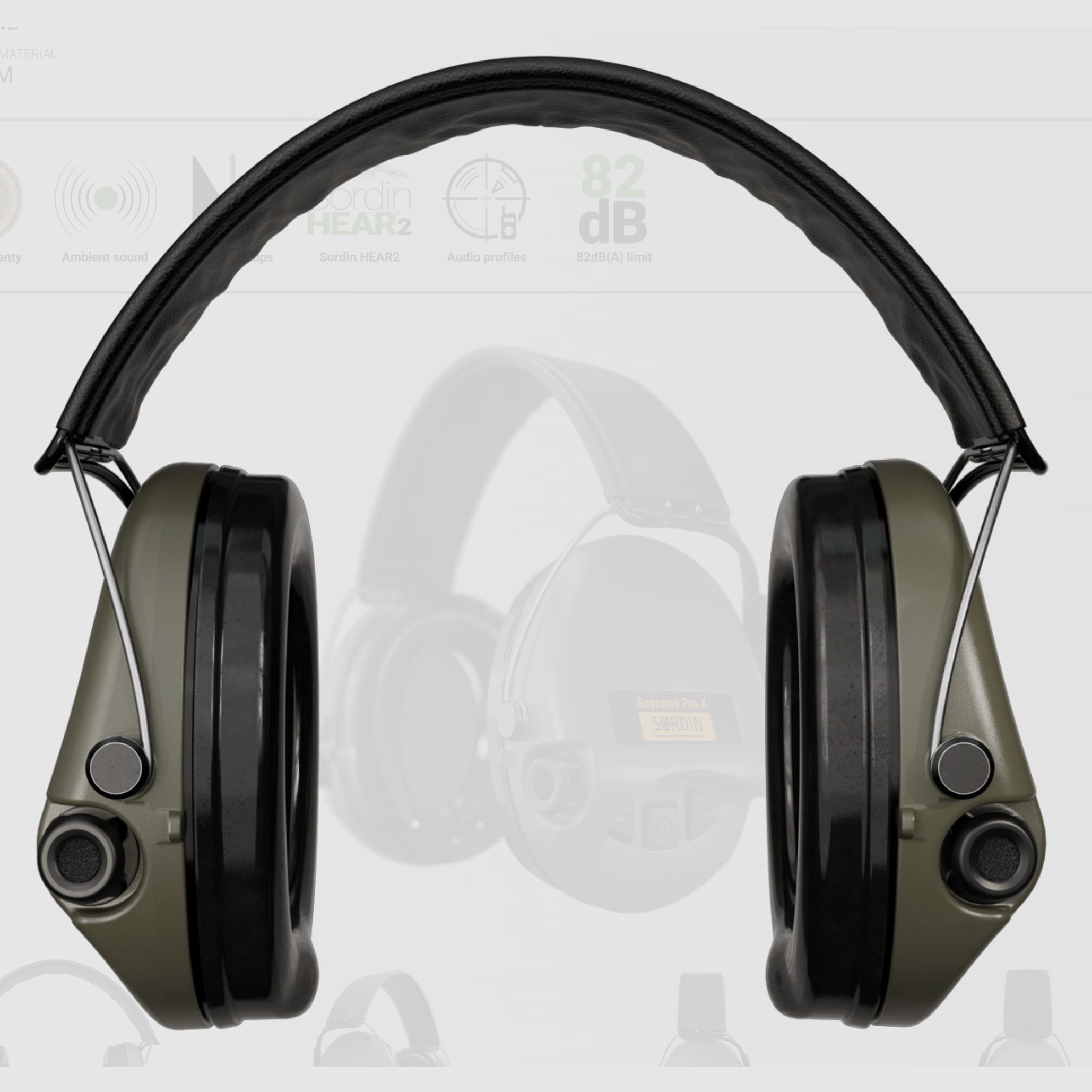 Sordin 75302-X/L-S Electronic Hearing Protection Green Supreme Pro X Headband