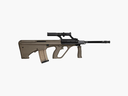 STEYR Arms AUG Army SA, .223 Rem, Olive, Original 1.5x Optik, 508mm, Mündungsbremse, 9 Schuss