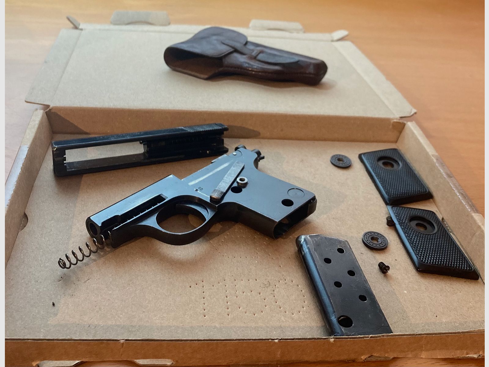 Walther Mod. 9, Tipo II, ca. 1928/29, Calibre 6,35mm Browning, pistola de bolsillo Zella Mehlis, WWII, WHB61