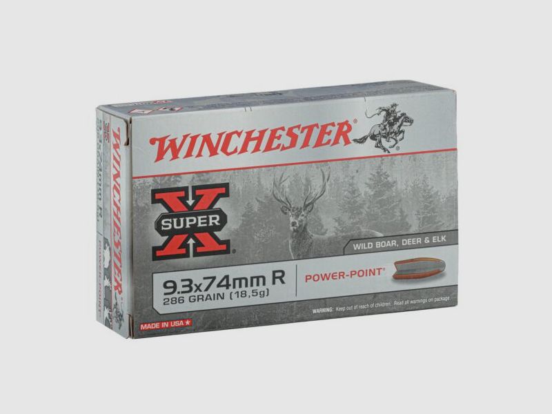 Winchester Power Point Jagdpatronen Kaliber 9.3x74R, Bild 1 von 4