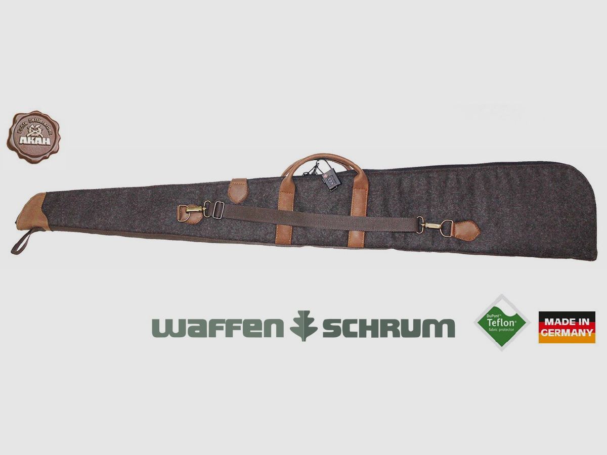 AKAH Flintenfutteral Loden/Leder 128cm - Braun Mit TSA-Zahlenschloss