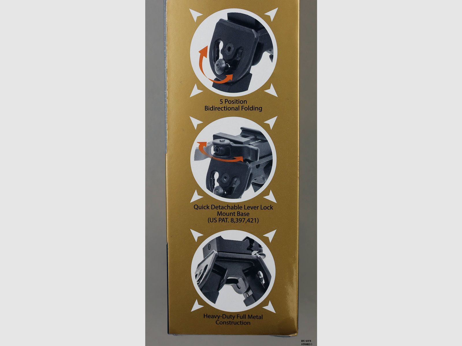 UTG Rubber Armored Full Metal QD Bipod, Height 6.0″- 8.5″, image 3 of 4