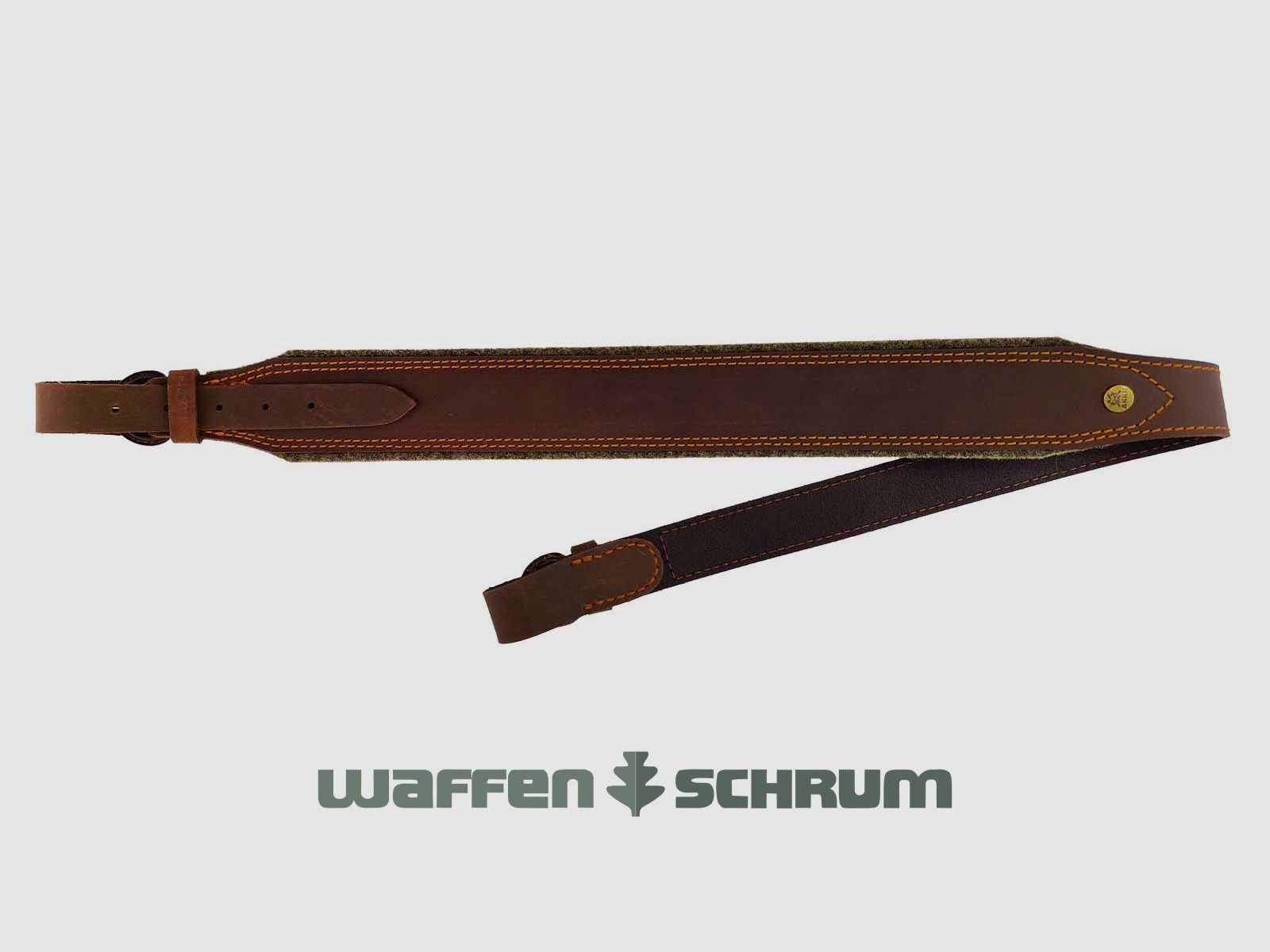 AKAH Gewehrriemen Leder - Braun Pull-Up-Effekt 50MM Filzunterlage