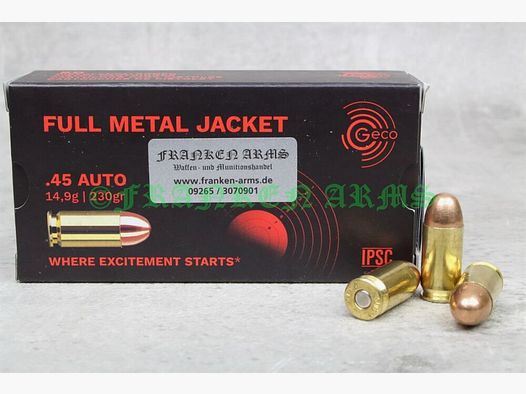 Geco .45 Auto Vollmantel 230gr. 14,9g 50 Stück Staffelpreise