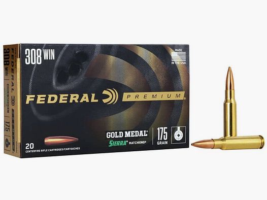 .308 Win. Federal Premium Gold Medal Sierra BTHP 175grs.