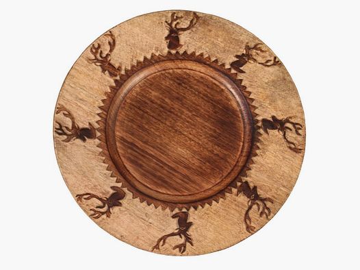 Plato de pared Lovergreen arte de la mesa motivo cabeza de ciervo madera