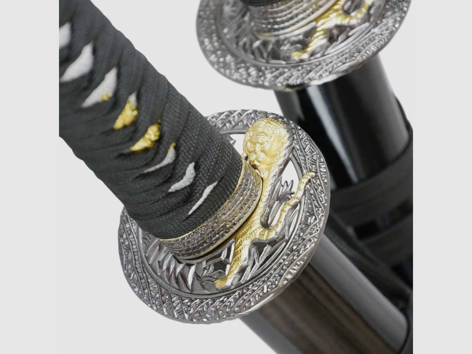 Epic Swords Katana Wakizashi Black Tiger Daisho Zestaw Mieczy z Tępych Ostrzami w tym Stojak na Miecze i Akcesoria