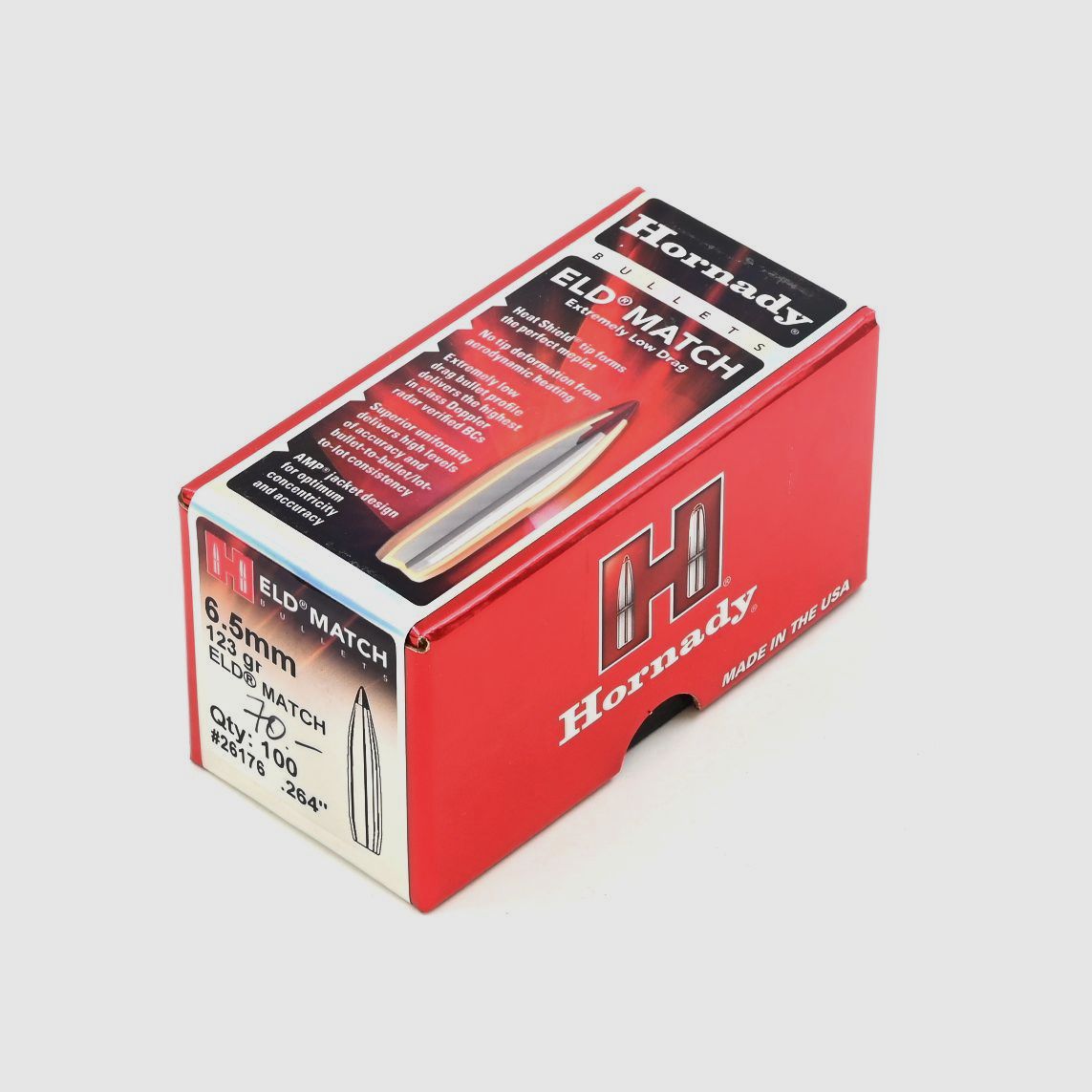 Büchsengeschosse Hornady 6.5mm .264, 123gr ELD MATCH (1:9″) 100 St., 6.5mm Creedmoor