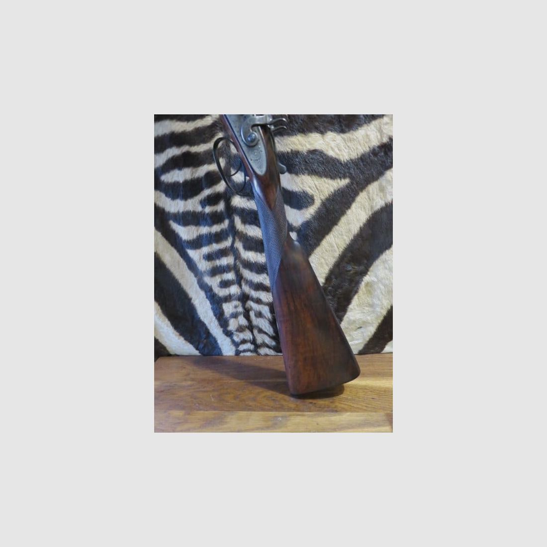 Bockflinte mit externen Hahn Wesley RICHARDS Kal. 12/65 Damaszenerläufe 76cm, Bild 7 von 13