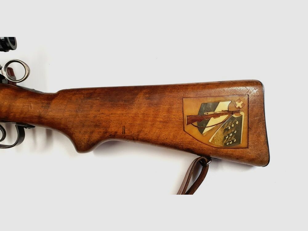 Fabbrica d'armi Bern fucile a ripetizione fucile Bern IG1911 calibro 7,5x55 svizzero completo numero corrispondente + diottro