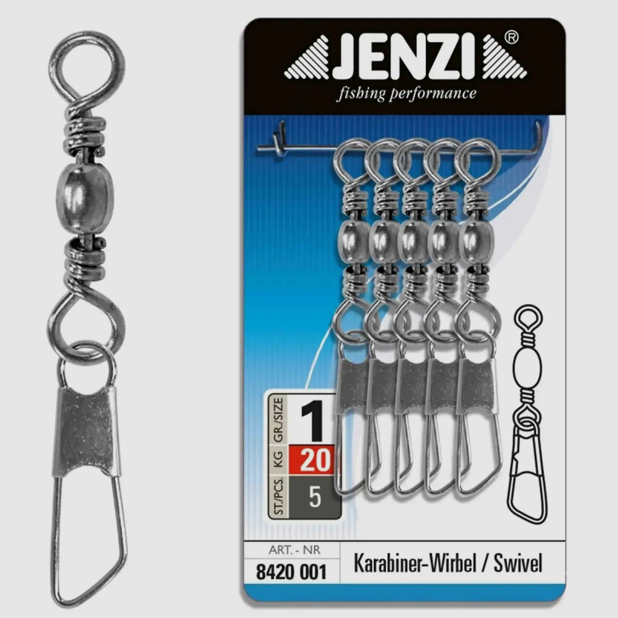 Jenzi Jenzi Carabiner swivel nickel-plated saltwater resistant