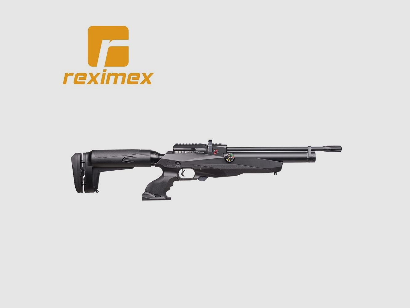 PCP-Pistole Reximex Tormenta Kaliber 5,50 mm. Kunststoff schwarz. 24 Joule.