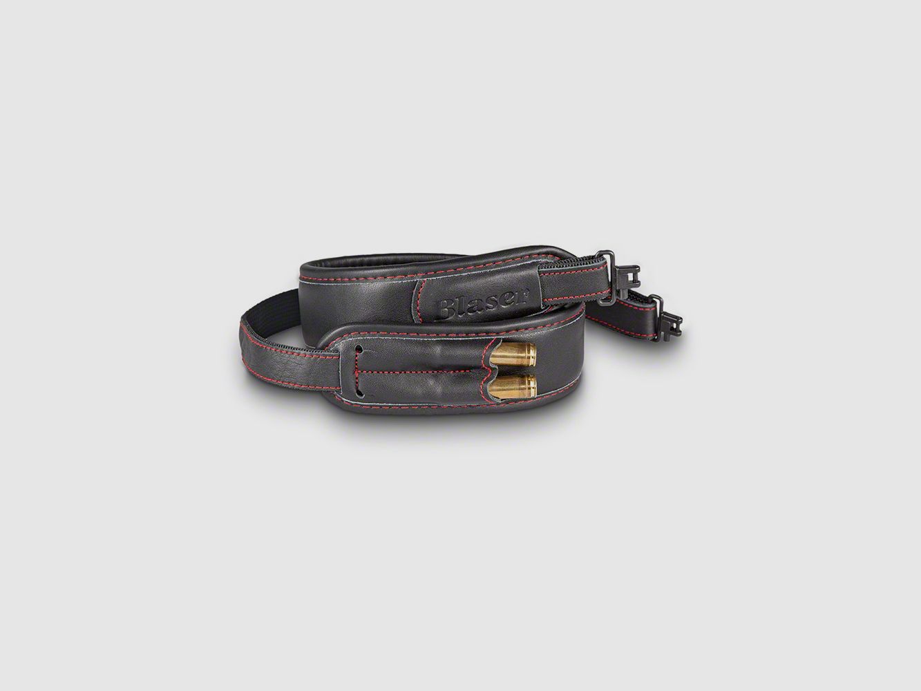 BLASER Gewehrriemen Extra breit: Leder -MONZA- schwarz m. 2 Patronenhalter