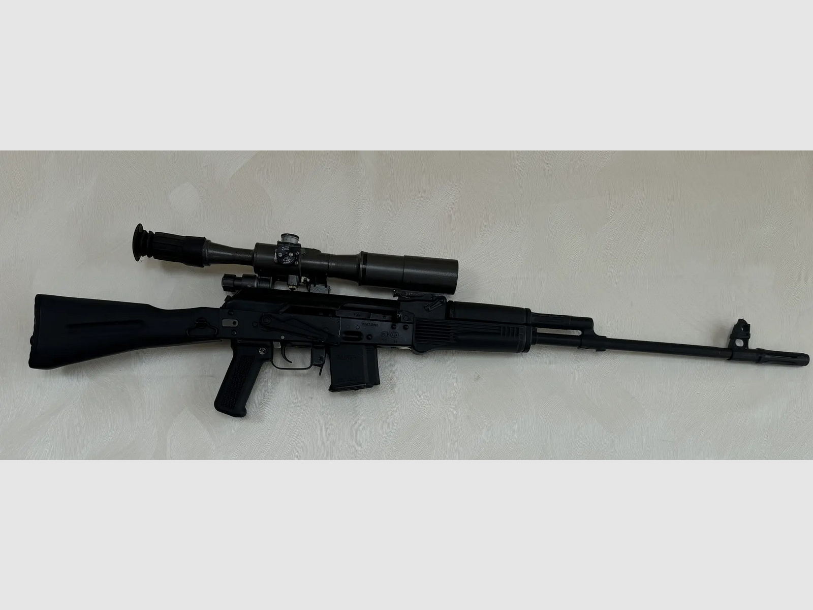 Izhmash A-M3 in caliber .223 Rem. – Civilian sport version of the AK-47 with sniper scope