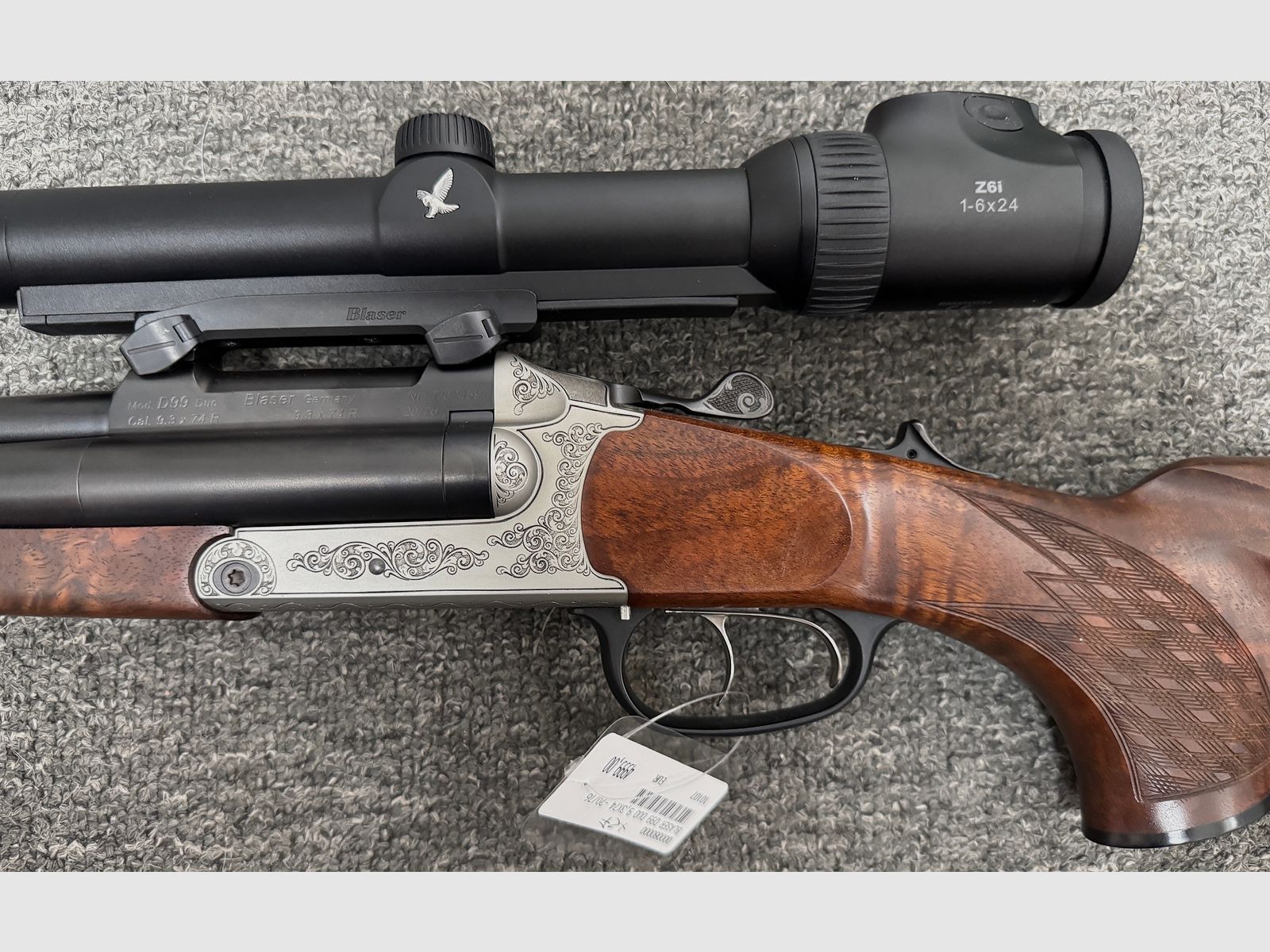 Blaser Doppelbüchsdrilling 9,3x74R & 20/76 - mit Swarovski Z6i 1-6x24 SR wie neu!