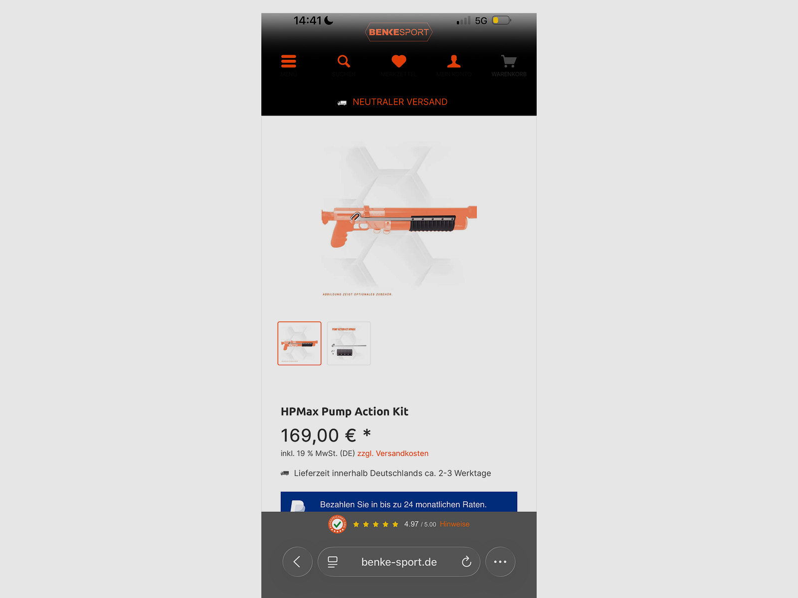 AEA Airgun HPMAX MK2 (9mm / .35) – NUOVISSIMO + HPMax Pump-Action Kit + serbatoio d'aria aggiuntivo!