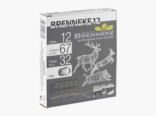Fob Brenneke Cartridge - Cal. 12/67 - FOB GROS GIBIER Brenneke Ball Cal. 12-67, base of 16, 32 gr