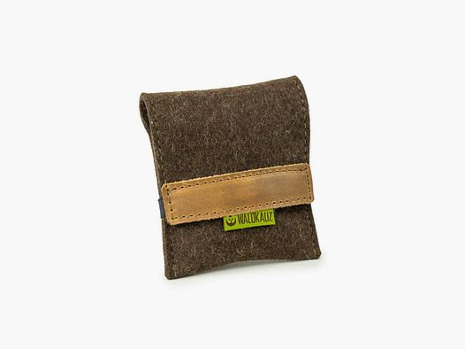 Estuche de batería de búho de bosque Saftladen L fieltro de lana, marrón