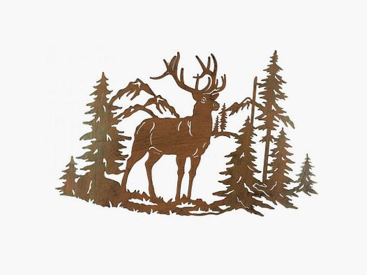 Lovergreen Dekoration Motiv Wanddekoration Metall Hirsch Berge