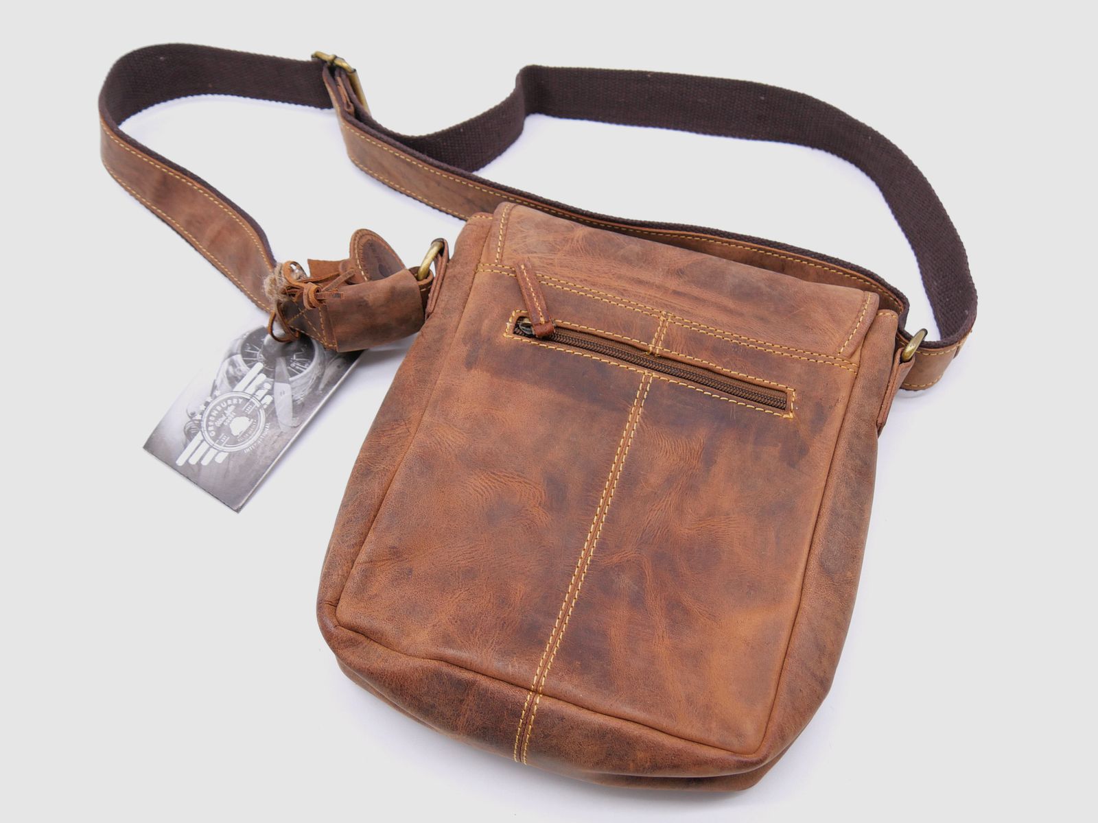 Greenburry Leder Umhängetasche Hirschprägung braun 1748A-STAG3-25