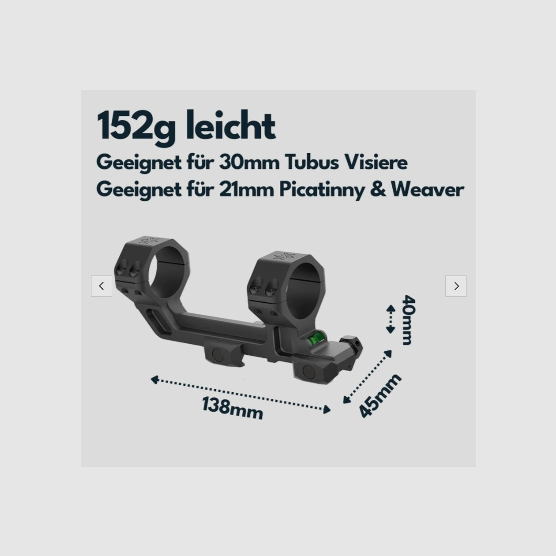 Vector Optics SCACD-23 Cantilever-Blockmontage mit eingebauter Wasserwaage für 21mm Schiene
