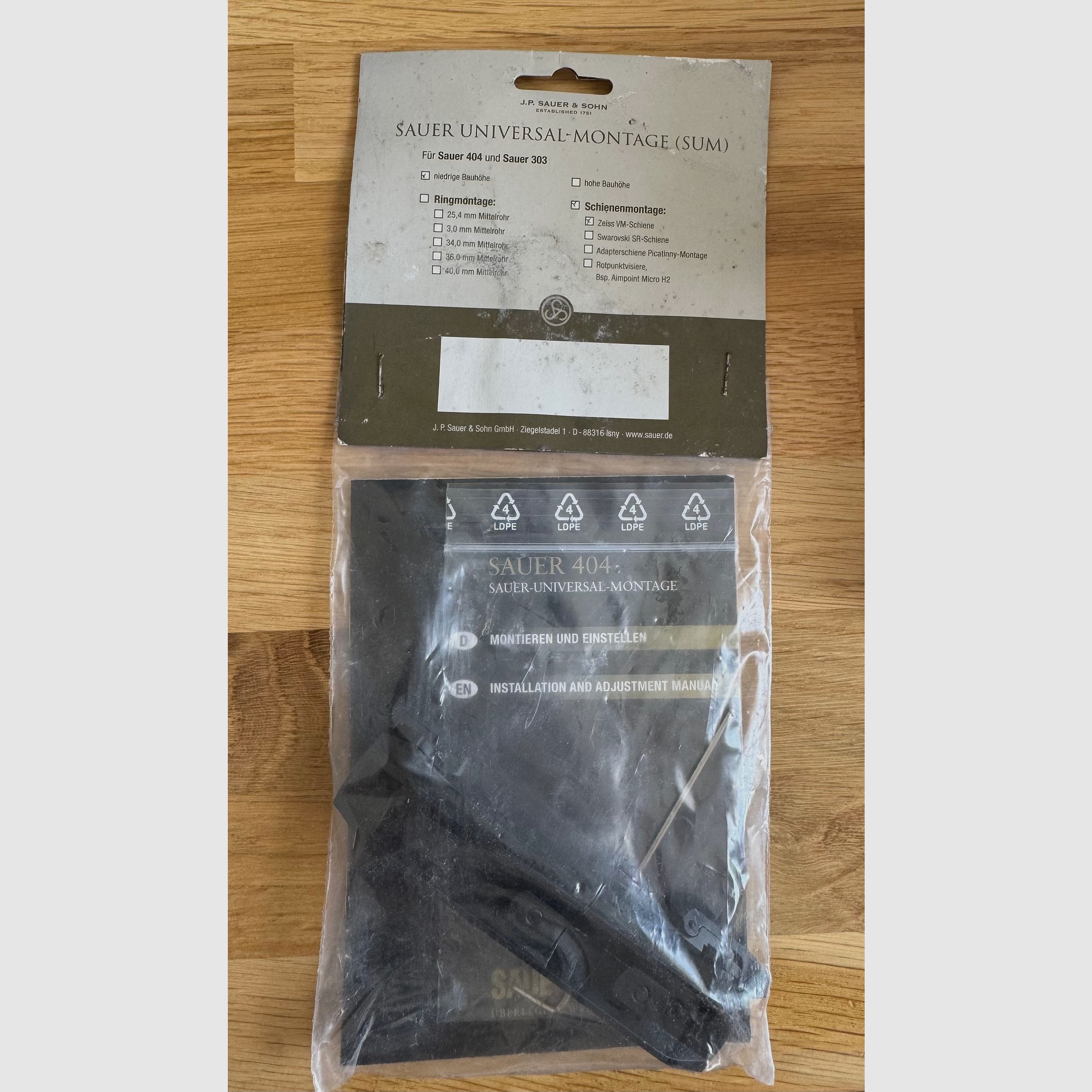 Sauer Universal Mount SUM for Sauer 404 and 303 – Zeiss VM Rail – NEW/ORIGINAL PACKAGING
