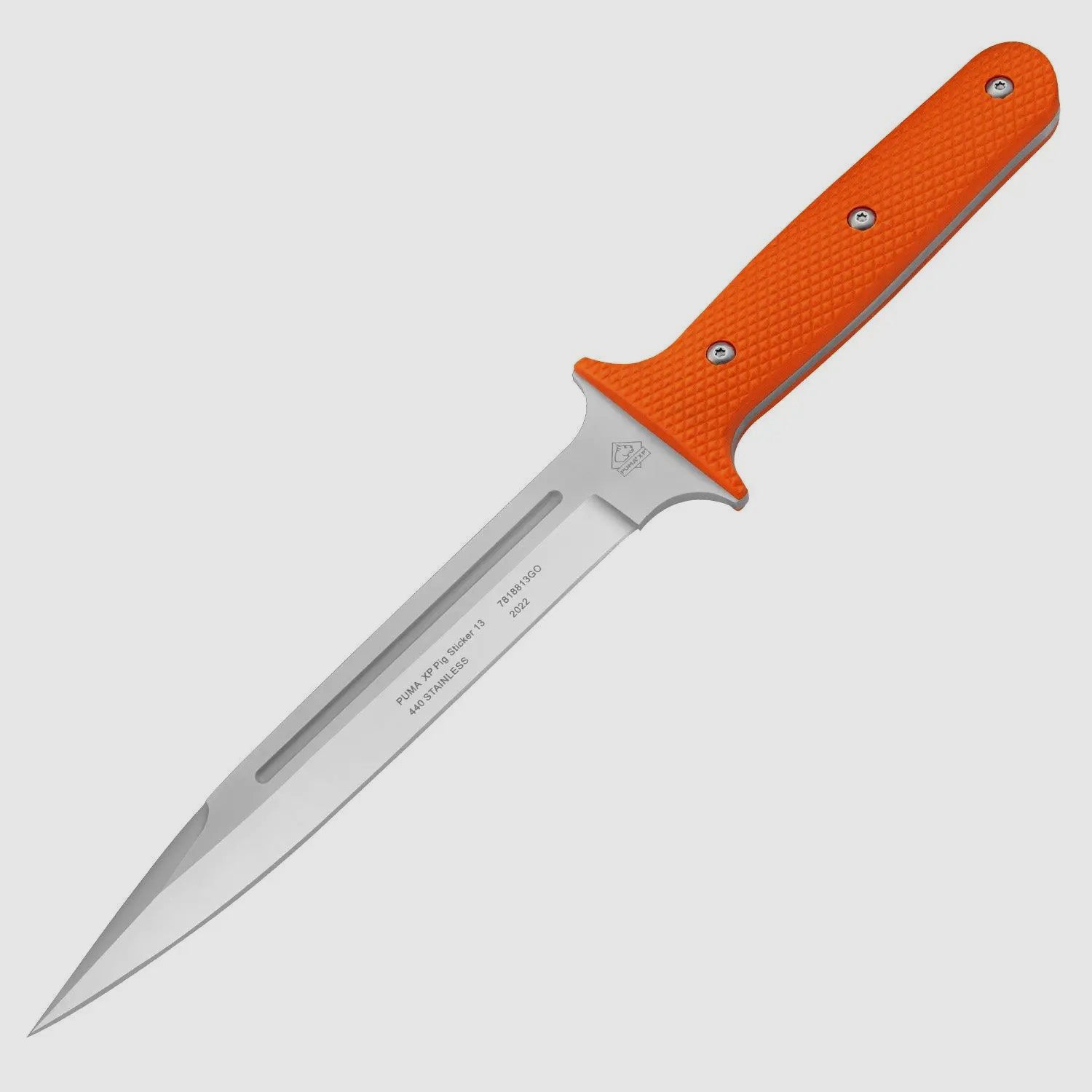 PUMA XP pig sticker 13, Abfangmesser, Orange G10 mit Fischhaut, Kydex Scheide