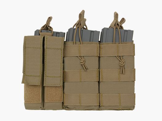 Triple 5.56 Mag/Pistol Pouch Panel (5 plus 2) - Coyote