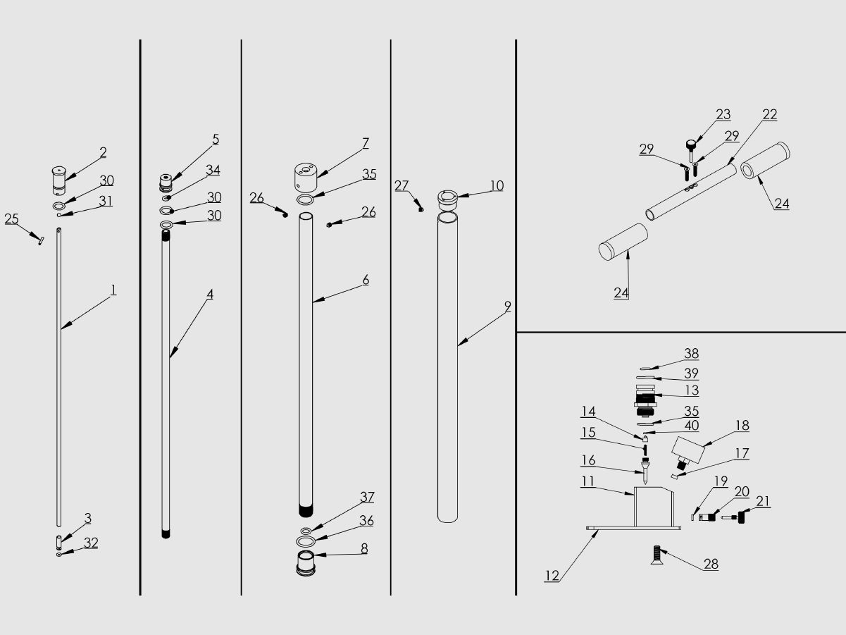 Kit di servizio Gehmann 4 sistema a pistone pompa ad aria compressa M100