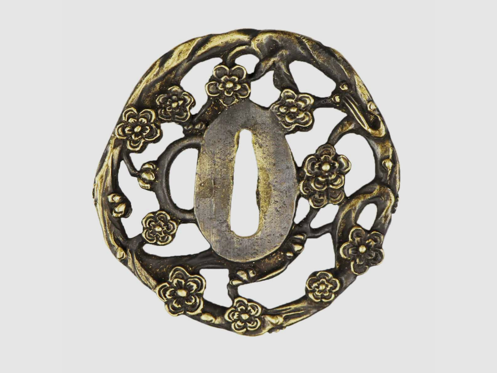 Tsuba z motywem kwiatowym do katany