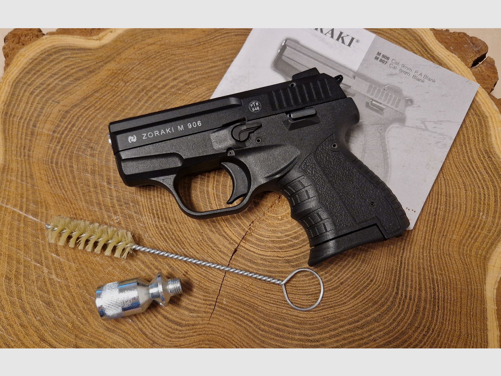 Zoraki 906, alte PTB 946 Schwarz/Chrom Kal. 9mm PAK Pistole Schreckschus komplett OVP